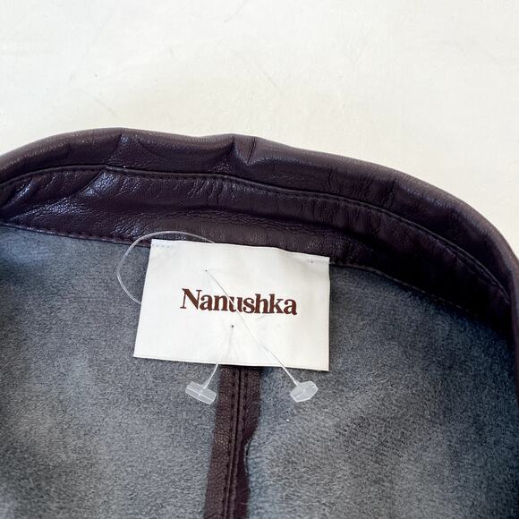 NEW Nanushka Naum Alt Faux Vegan Leather Button Down Collared Top Large - Picture 3 of 9